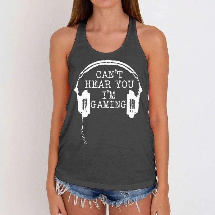 Funny Gamer Headset I Cant Hear You Im Gaming Women's Knotted Racerback Tank