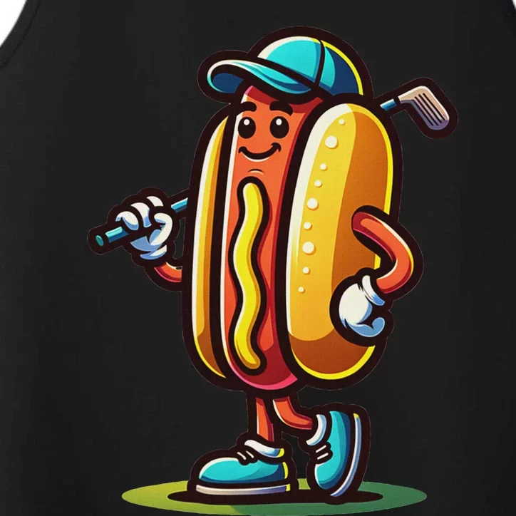 Funny Golf Hot Dog Performance Tank