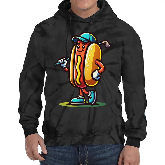 Funny Golf Hot Dog Tie Dye Hoodie