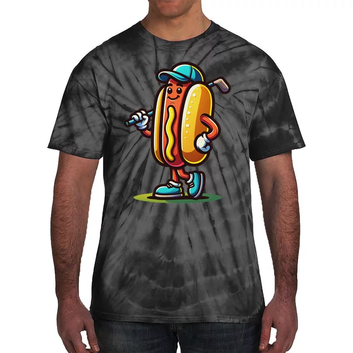 Funny Golf Hot Dog Tie-Dye T-Shirt