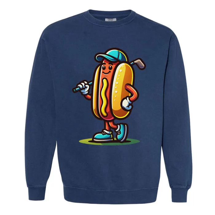 Funny Golf Hot Dog Garment-Dyed Sweatshirt