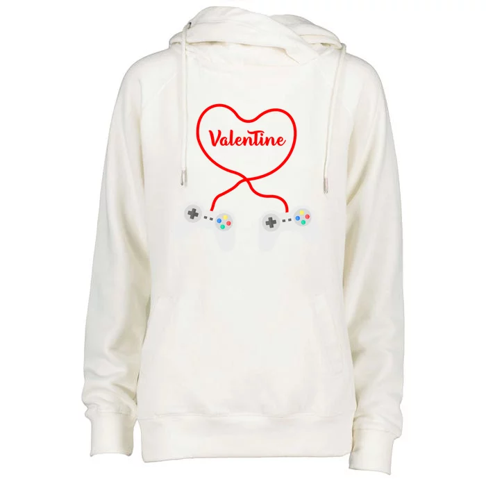 Funny Gamer Heart Design Cool Valentine's Day Video Games Great Gift Womens Funnel Neck Pullover Hood