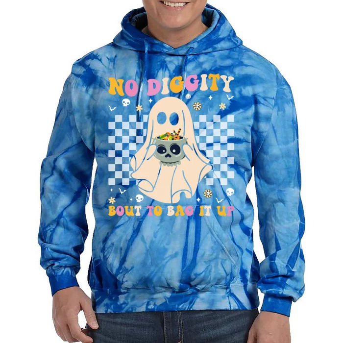 Funny Ghost Halloween Design No Diggity Bout To Bag It Up Cute Gift Tie Dye Hoodie