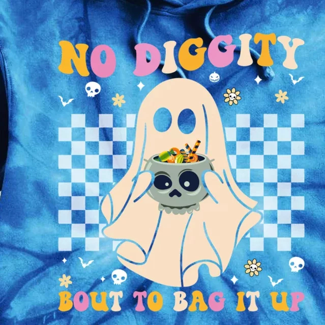 Funny Ghost Halloween Design No Diggity Bout To Bag It Up Cute Gift Tie Dye Hoodie