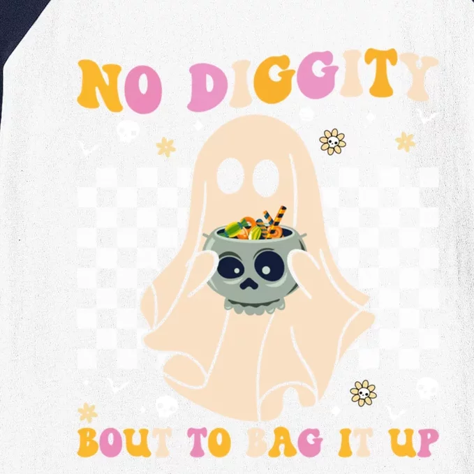 Funny Ghost Halloween Design No Diggity Bout To Bag It Up Cute Gift Baseball Sleeve Shirt