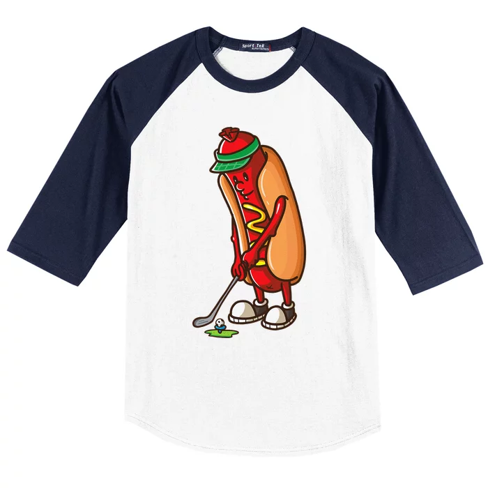 Funny Golfing Hot Dog Golf Gifts For Golfer Baseball Sleeve Shirt