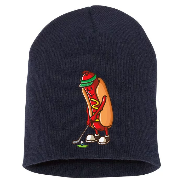 Funny Golfing Hot Dog Golf Gifts For Golfer Short Acrylic Beanie