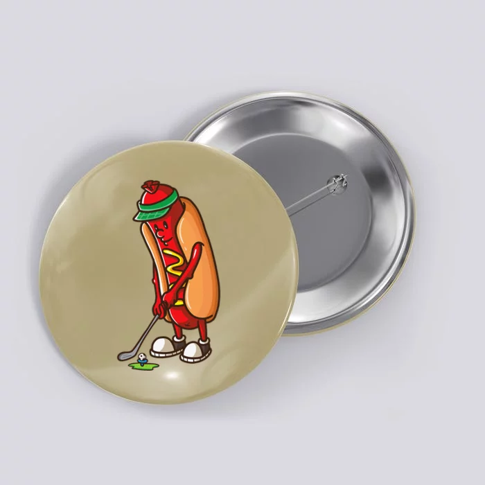 Funny Golfing Hot Dog Golf Gifts For Golfer Button