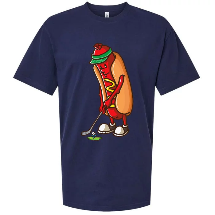 Funny Golfing Hot Dog Golf Gifts For Golfer Sueded Cloud Jersey T-Shirt