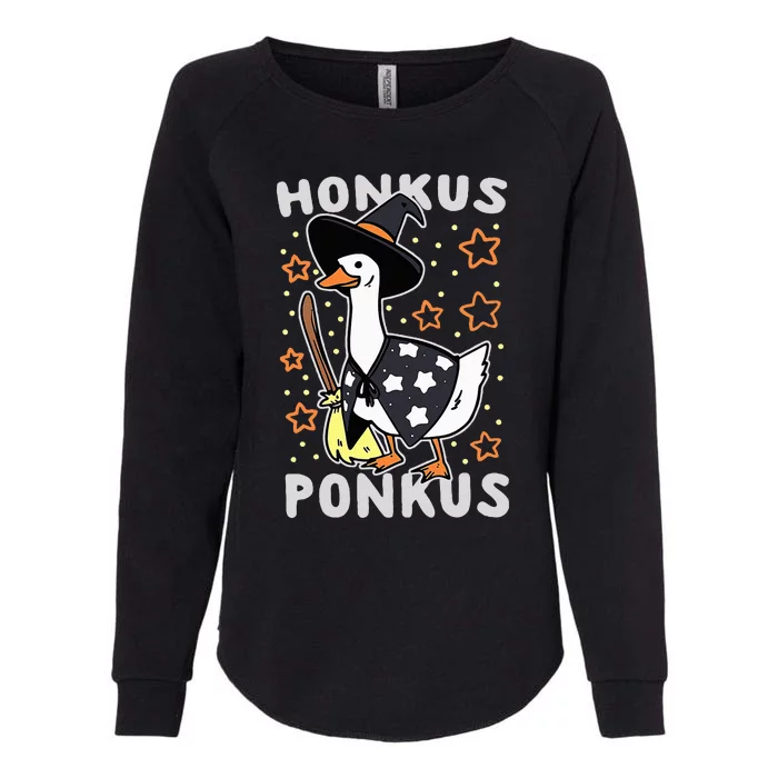 Funny Goose Halloween Witch Honkus Ponkus Womens California Wash Sweatshirt