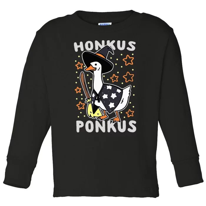 Funny Goose Halloween Witch Honkus Ponkus Toddler Long Sleeve Shirt