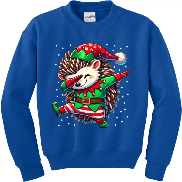 Funny Gift Hedgehog Lover Christmas Hedgehog Elf Kids Sweatshirt