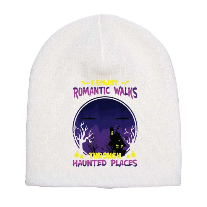 Funny Ghost Hunting Romantic Walk Paranormal Halloween Short Acrylic Beanie