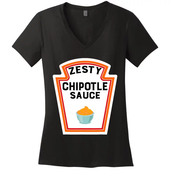 Funny Group Halloween Costume Chipotle Sauce Group Condiment Women's V-Neck T-Shirt