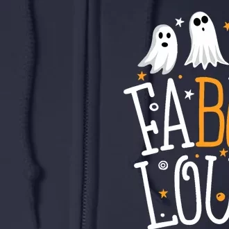 Faboolous Ghost Halloween Funny Boo Crew Pun Full Zip Hoodie