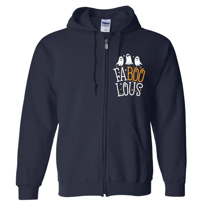 Faboolous Ghost Halloween Funny Boo Crew Pun Full Zip Hoodie