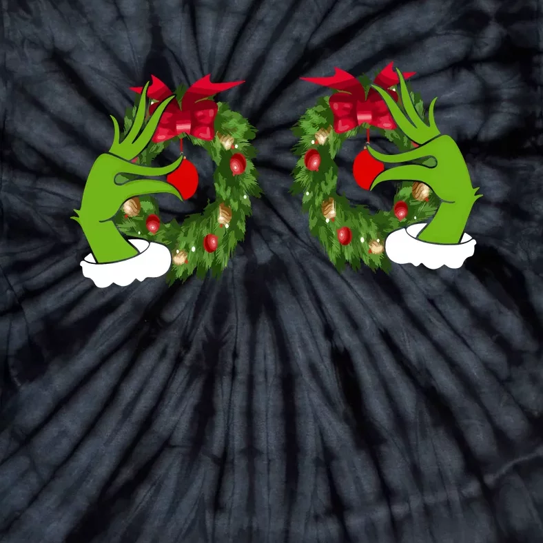 Funny Grinch Hands Is On The Breast Christmas Tie-Dye T-Shirt