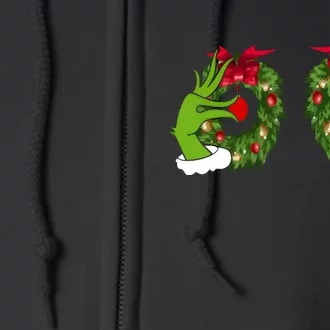 Funny Grinch Hands Is On The Breast Christmas Full Zip Hoodie