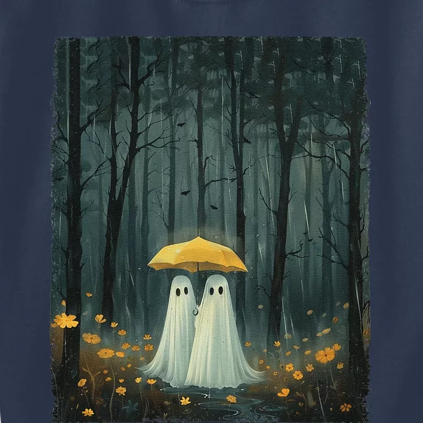 Floral Ghost Holds Umbrella Couple Spooky Season Kids Sweatshirt