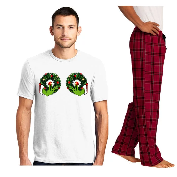 Funny Grinchmas Hands Christmas Adult Boobs Funny Sex Joke Pajama Set