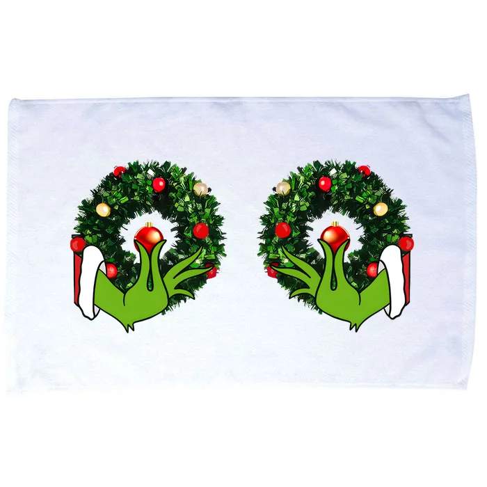 Funny Grinchmas Hands Christmas Adult Boobs Funny Sex Joke Microfiber Hand Towel