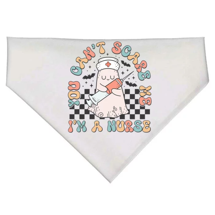 Funny Groovy Halloween You Cant Scare Me Im A Nurse Outfit Funny Gift USA-Made Doggie Bandana