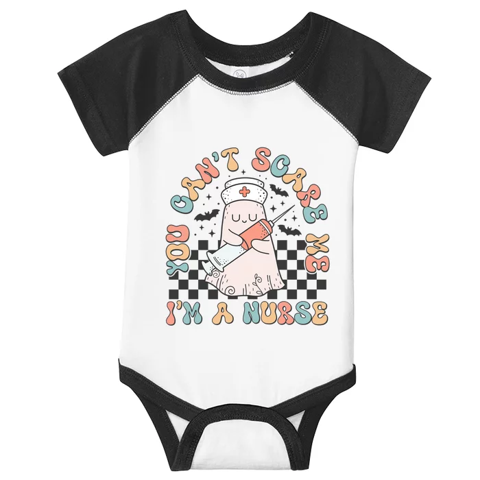 Funny Groovy Halloween You Cant Scare Me Im A Nurse Outfit Funny Gift Infant Baby Jersey Bodysuit