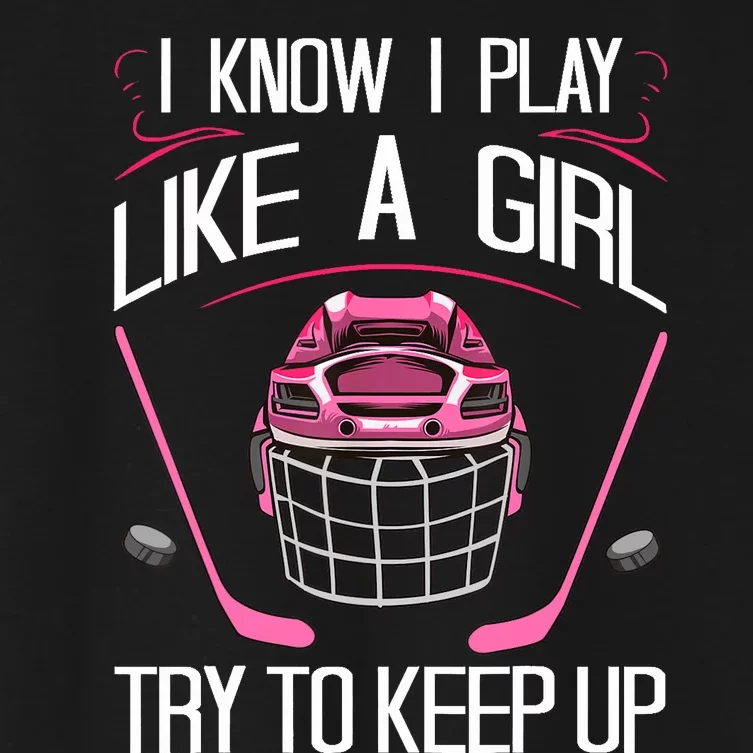 Funny Girl Hockey Designs For Wo Field Hockey Novelty Women's Crop Top Tee