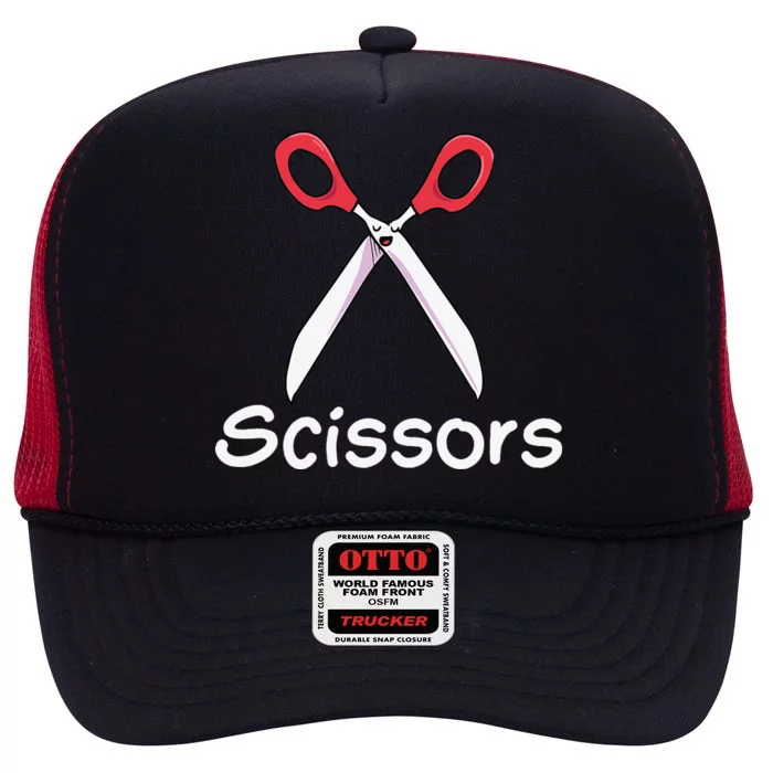 Funny Group Halloween Outfit Rock Paper Scissors Costume Gift High Crown Mesh Trucker Hat