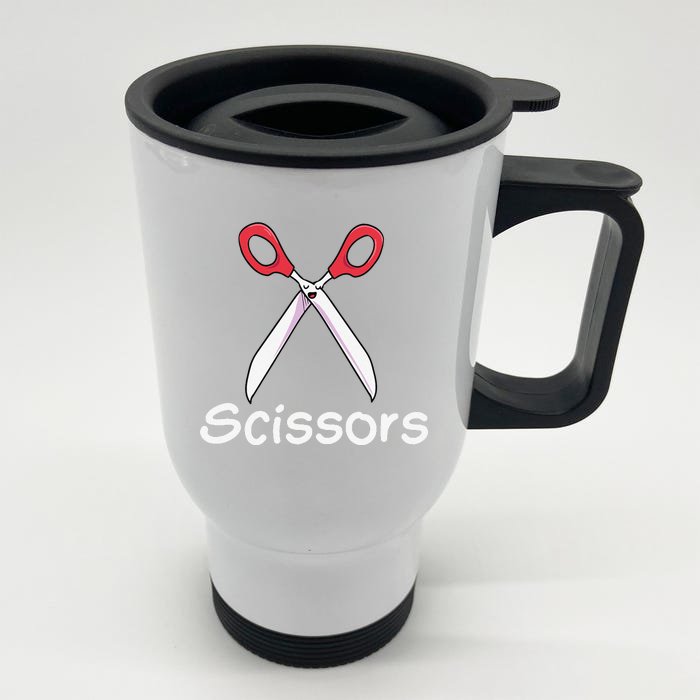 Funny Group Halloween Outfit Rock Paper Scissors Costume Gift Front & Back Stainless Steel Travel Mug