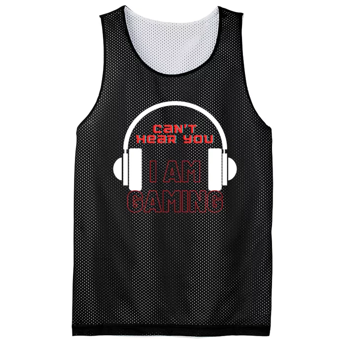 Funny Gamer Headset I Can't Hear You I'm Gaming Mesh Reversible Basketball Jersey Tank