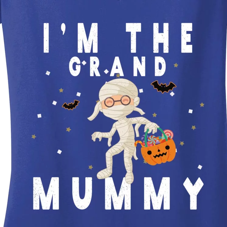 Funny Grandma Halloween Cute Gift IM The Grand Mummy Gift Women's V-Neck T-Shirt