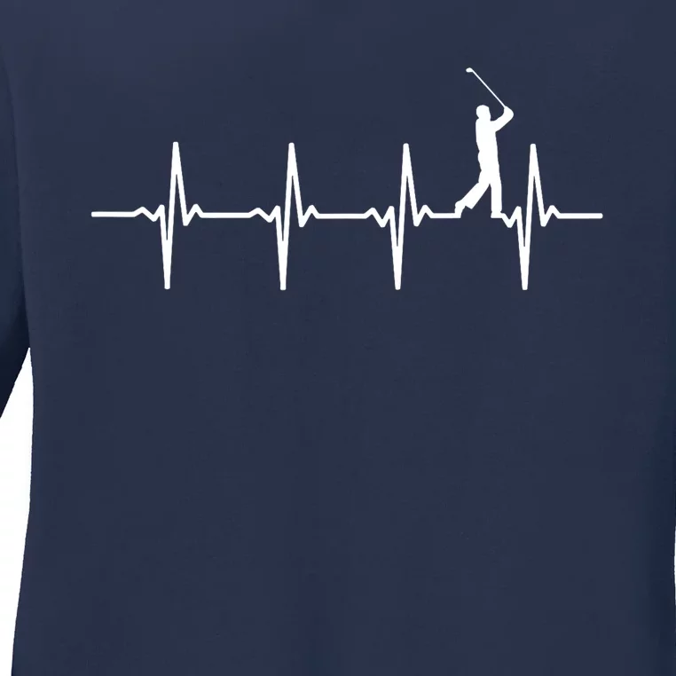 Funny Golf Heartbeat For Golfers Gift Ladies Long Sleeve Shirt