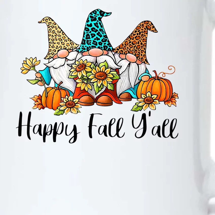 Funny Gnomes Happy Fall Y'all Leopard Pumpkin Autumn Gnomes Black Color Changing Mug