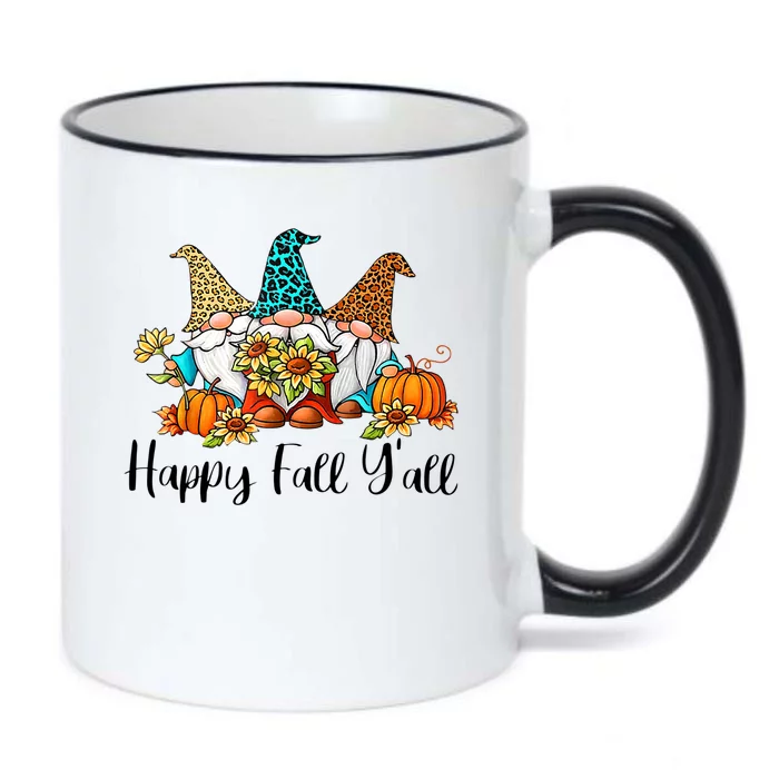 Funny Gnomes Happy Fall Y'all Leopard Pumpkin Autumn Gnomes Black Color Changing Mug