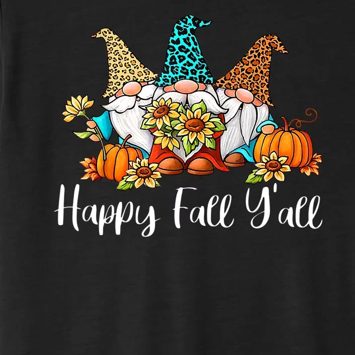 Funny Gnomes Happy Fall Y'all Leopard Pumpkin Autumn Gnomes ChromaSoft Performance T-Shirt