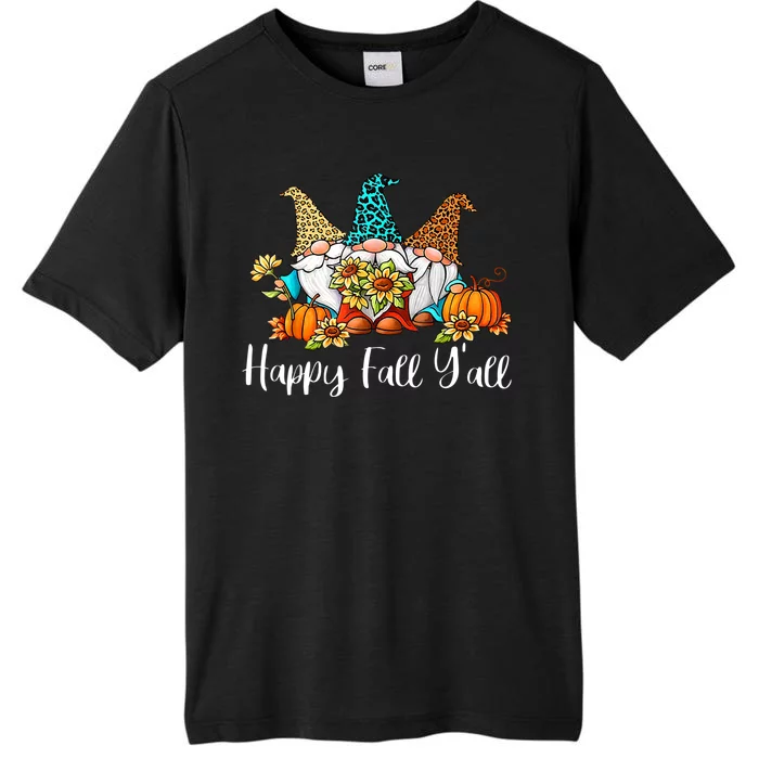 Funny Gnomes Happy Fall Y'all Leopard Pumpkin Autumn Gnomes ChromaSoft Performance T-Shirt