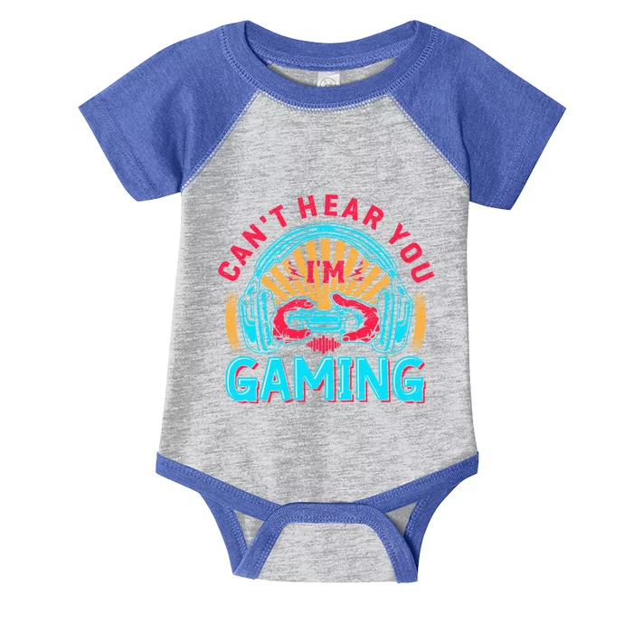 Funny Gamer Headset I Can't Hear You I'm Gaming Vintage Gift Infant Baby Jersey Bodysuit