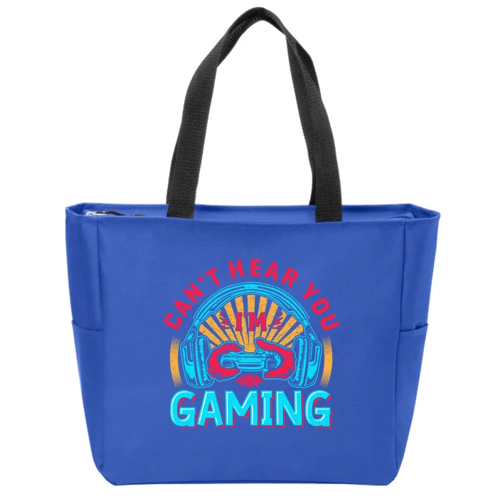 Funny Gamer Headset I Can't Hear You I'm Gaming Vintage Gift Zip Tote Bag