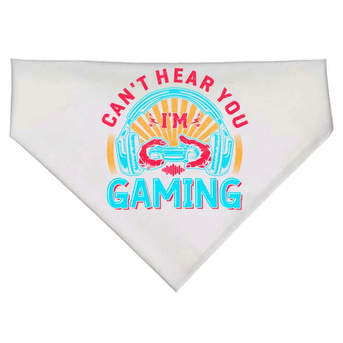 Funny Gamer Headset I Can't Hear You I'm Gaming Vintage Gift USA-Made Doggie Bandana