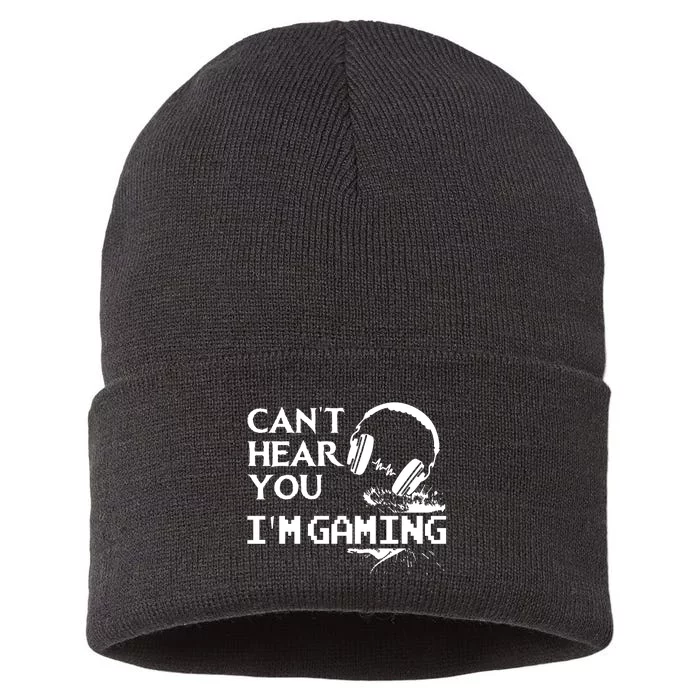 Funny Gamer Headset I Cant Hear You Im Gaming Sustainable Knit Beanie