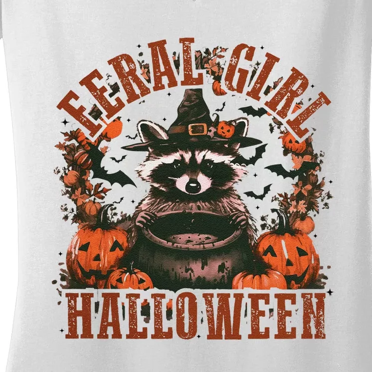 Feral Girl Halloween  Feral Women's V-Neck T-Shirt