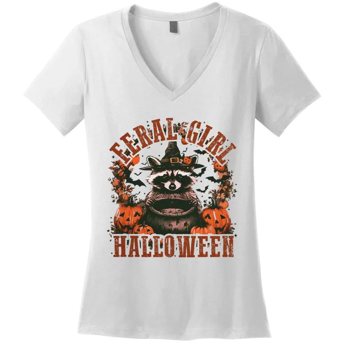 Feral Girl Halloween  Feral Women's V-Neck T-Shirt