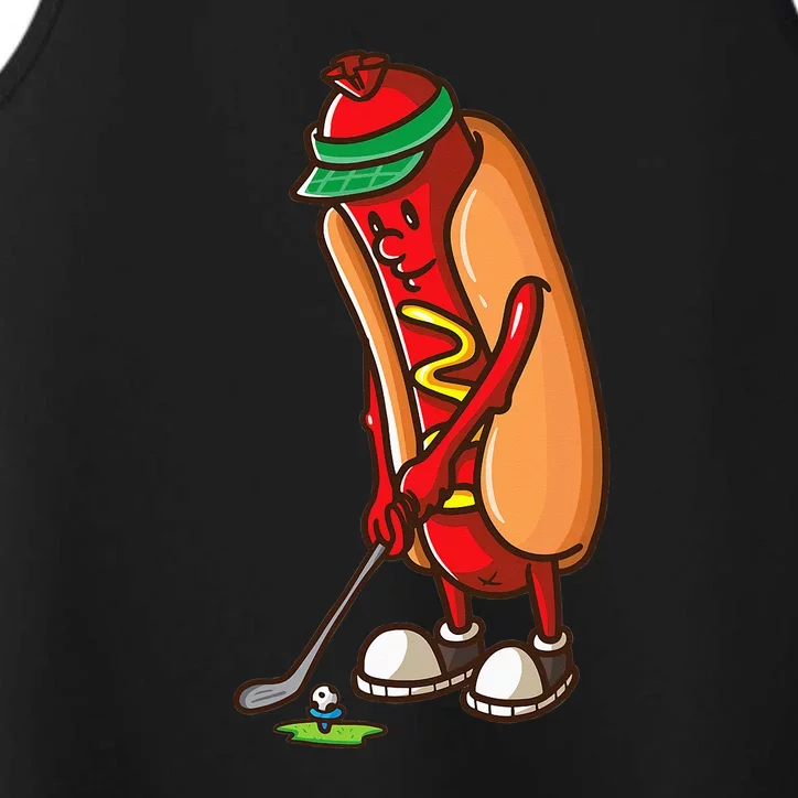 Funny Golfing Hot Dog Golf Gift For Golfer Performance Tank