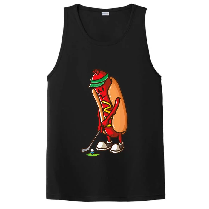 Funny Golfing Hot Dog Golf Gift For Golfer Performance Tank