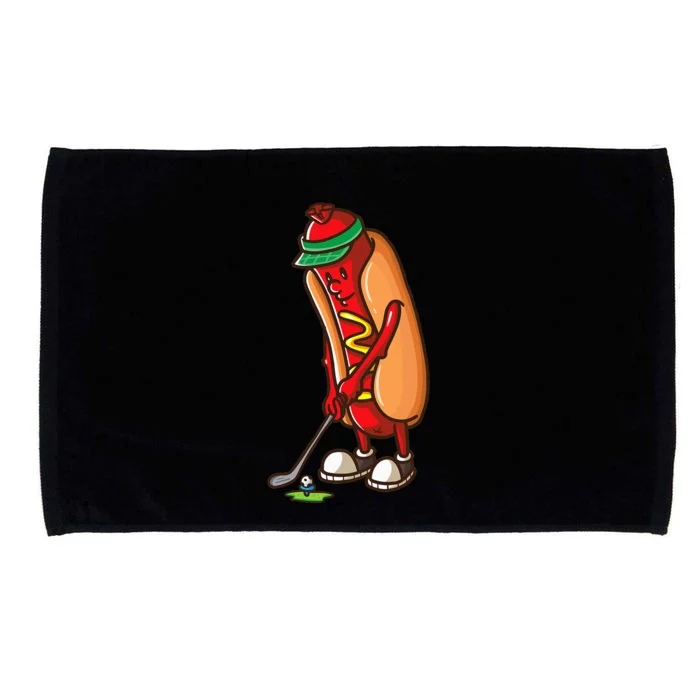 Funny Golfing Hot Dog Golf Gift For Golfer Microfiber Hand Towel