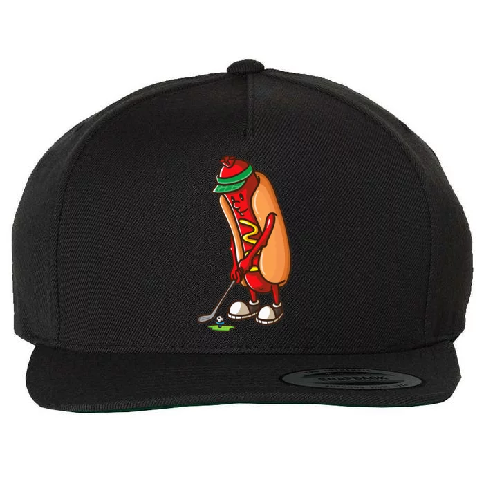 Funny Golfing Hot Dog Golf Gift For Golfer Wool Snapback Cap