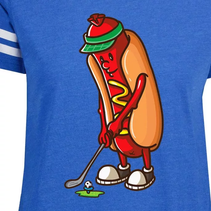 Funny Golfing Hot Dog Golf Gift For Golfer Enza Ladies Jersey Football T-Shirt