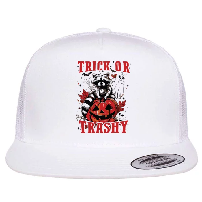 Feral Girl Halloween Trick Or Trashy Flat Bill Trucker Hat