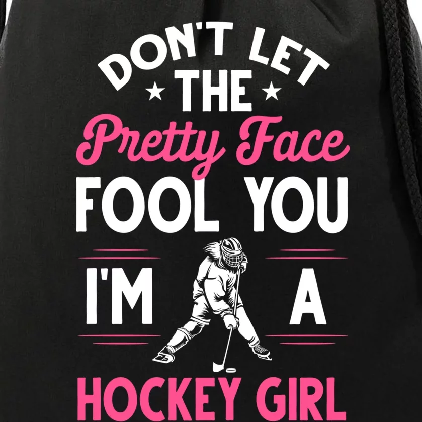 Funny Girl Hockey Gift For Women Ice Hockey Players Gift Drawstring Bag